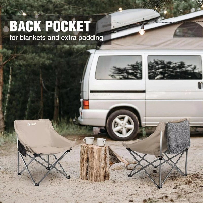 VILLEY Folding Camping Chair Beach Chair Outdoor Lawn Portable Lightweight