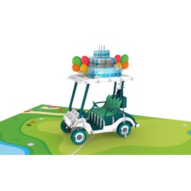 iGifts And Cards Hole-in-One Golf Cart 3D Pop Up Card, 6"x8", Includes Notecard and Envelope, Fun Sports-Themed Greeting for Birthdays, Golf Lovers, and Outdoor Party Decorations
