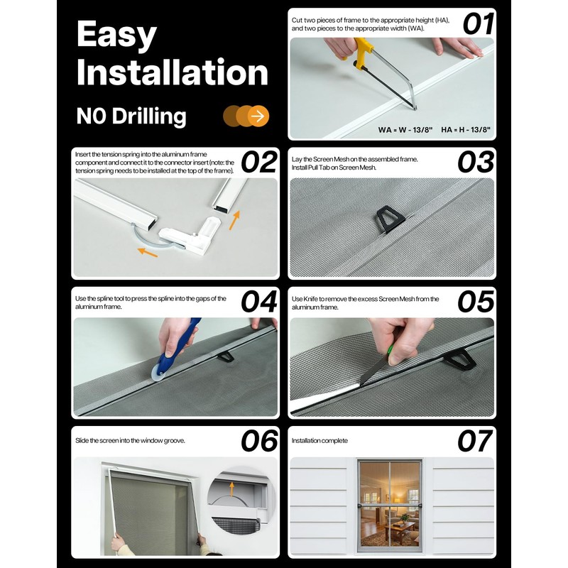 Paramondo 2 Sets DIY Window Screen Frame Kit, White, 46"
