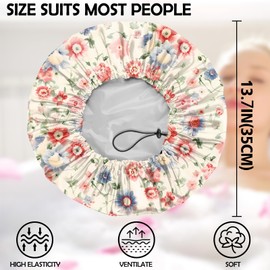 Zewurtuw 2PC Small Shower Cap Adjustable Reusable Double Waterproof Layer Elastic Bath Cap Cute Aesthetic