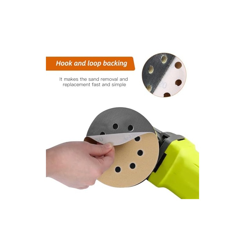180mm Sanding Discs 180 Grit, 30Pcs Hook and Loop Sander