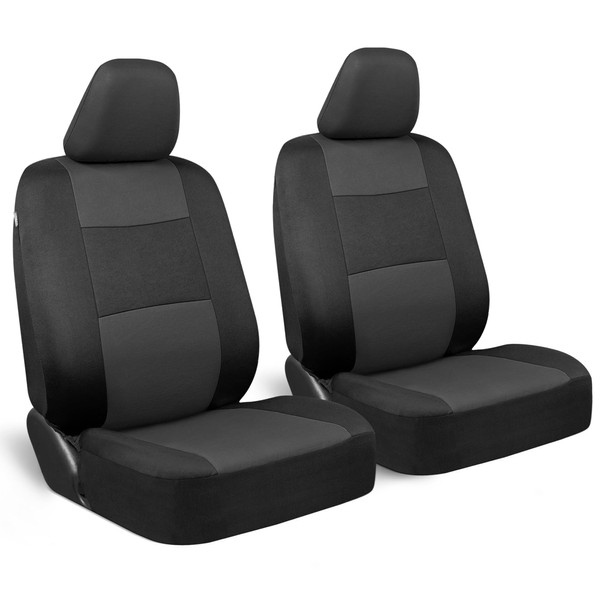 BDK PolyPro Car Seat Covers Front Set in Charcoal on Black – 2 Front Seat Covers for Cars, Easy to Install Car Seat Cover Set, Car Accessories for Auto Trucks Van SUV