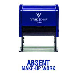 ABSENT Make-up Work Teacher Self Inking Rubber Stamp (Blue Ink) - X-Large