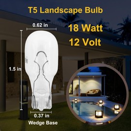 QYKAVM 12 Pack 18 Watt T5 T10 Landscape Light Bulbs,12 Volt Low Voltage Clear Incandescent Light Bulb for Outdoor Landscape Lighting,RV, Under Cabinet Light Bulbs,Warm White Wedge Bulb