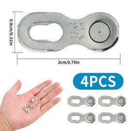 Aifrymne 2 Pairs of 12-Speed Bike Chain Link Connectors - Durable Quick Link Tool-Free Installation, Reusable Silver Steel Bicycle Missing Links for Mountain and Road Bikes
