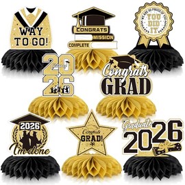 8 PCS Graduation Party Decorations Class of 2026 Honeycomb Centerpieces for Graduation Table Decor