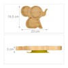 Relaxdays Baby Plate with Suction Cup, Bamboo, Elephant, Non-Slip, BPA-Free,