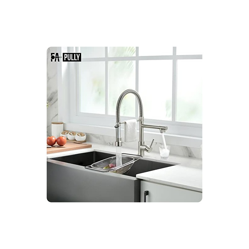 Fapully Pull Down Kitchen Faucet with Lock Sprayer,Single Handle Spring