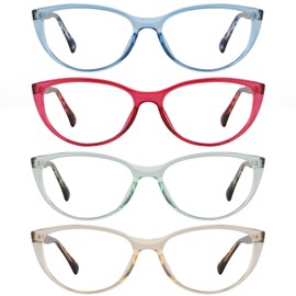Przene 4 Pack Womens Cat Eye Reading Glasses for Women Blue Light Blocking Readers 1.5