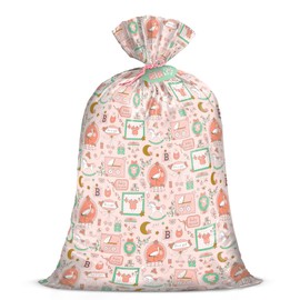 WRAPAHOLIC 56" Large Baby Girl Plastic Gift Bag - Pink Baby Girl Design for Baby Shower, Kids Birthdays, Parties, Celebrating, or Any Occasion - 56" H x 36" W