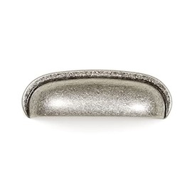 Gedotec Shell Handle Silver Antique Kitchen for Screwing | Drawer Handle Drilling Distance - 64 mm in Elegant Vintage Look | Aura | Metal Handle | 1 Piece Furniture Handle Including Mounting Material