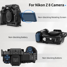 Nitze Z8 Camera Cage for Nikon Z 8 Camera, Z8 Camera Cage Full Cage with Integrated NATO Rail, Two Cold Shoe and Arca Swiss Quick Release Plate - T-N01A