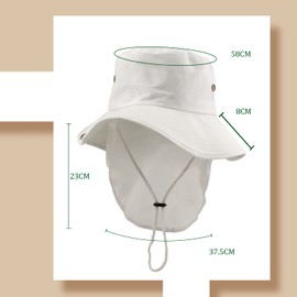 Carnavalife Sun Hat with Neck Protection for Men Women Fishing Hat Breathable and Foldable Hat with Earmuffs for Camping and Gait Unisex One Size, White