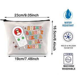 BLUPARK Funny Nursing Cosmetic Bag Gift Shine Bright Like a Call Light Makeup Bag Nursing Graduate Gift Sarcastic Nurse Zipper Bag (MB, Shine Bright)