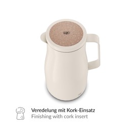 alfi Studio Tea Insulated Jug 1.0 L White, Double-Walled Stainless Steel, Keeps Warm for 12 Hours, Cold for 24 Hours, Screw Cap, Large Opening, Thermos Flask, BPA-Free