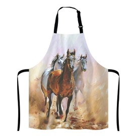 Lefolen Three Horse Kitchen Cooking BBQ Chef Apron,Funny Apron for Men, Women - Dad Presents, Presents for Men - Birthday, Mothers Day Presents for Mom, Wife, Husband, Brother, Friends