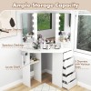 Costway Corner Vanity Desk Cosmetic Vanity Station w/ LED Mirror