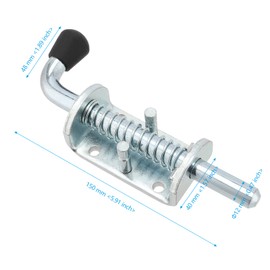 4 Pack 6 Inch Spring Pin Latch Lock, Spring Loaded Gate Latch, 1/2 Inch Bolt Latch Zinc Plated Steel Heavy Duty Latch Pin Barrel Bolt for Utility Trailer Gate, Barn Door, Wood Gate, Silver