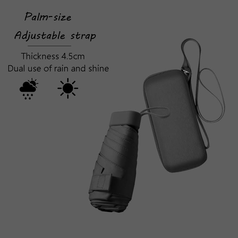 WULUN Mini Travel Parasol Folding Compact Portable Umbrella with Storage