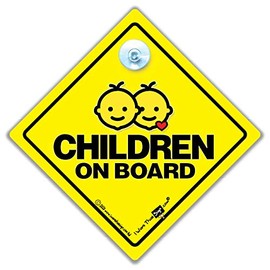 Children On Board Car Sign Suction Cup Car Window Sign, Baby On Board Sign Style for Children in The Car