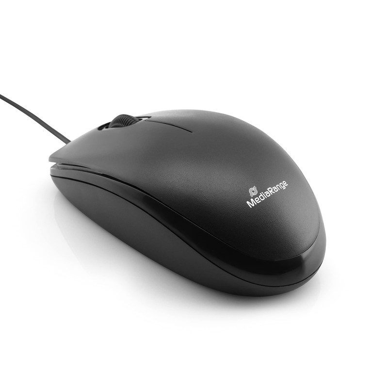 MediaRange kabelgebundene 3-Tasten Maus mit optischem Sensor, geräuscharm, schwarz