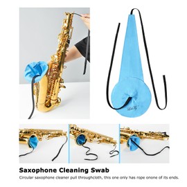 Alto/Tenor/Soprano Saxophone Cleaning Swab Kit,Clarinet Flute Trumpet Cleaning Kit with Case for Wind & Woodwind Instruments, Combo Including Sax Cleaning Microfiber Cloth,Mouthpiece Brush,Gloves