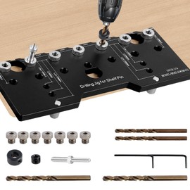 Shelf Pin Jig, 1/4 Inch 5mm Aluminum Alloy Shelf Pin Drilling Guide, Precise Cabinet Mounting Template Jig, 32mm Spacing Woodworking Straight Hole Drilling Jig Hardware for Cabinet Shelf (Black)
