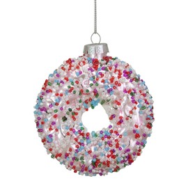 Northlight 3.75" Pink Doughnut with Sprinkles Glass Christmas Ornament