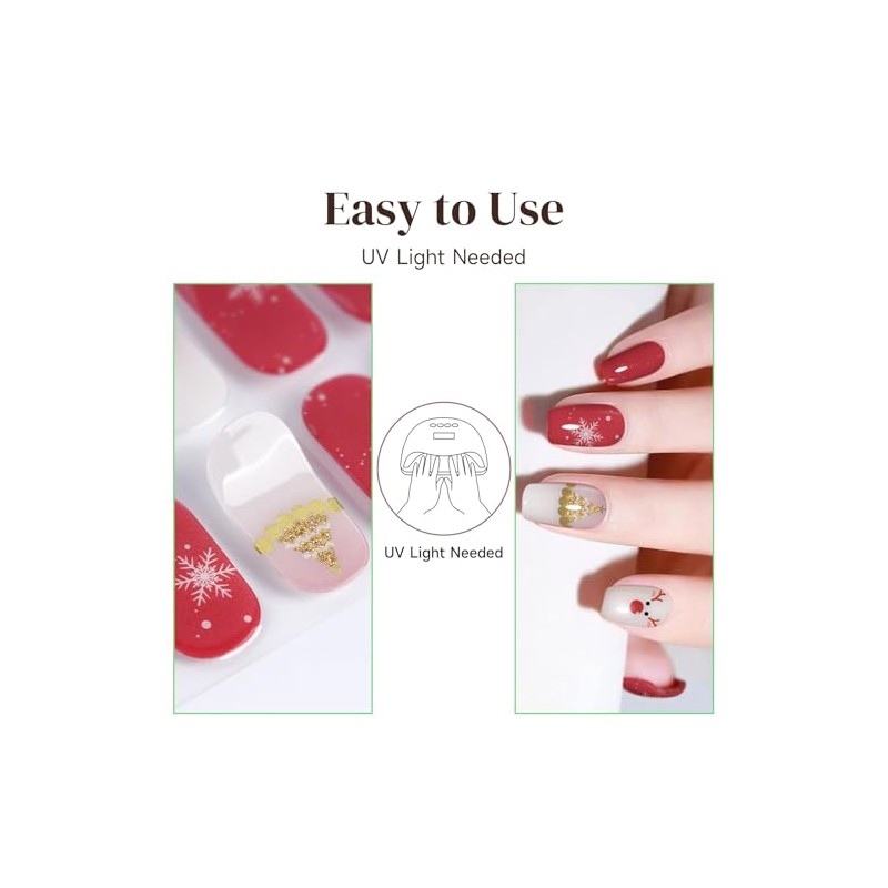 Tiras de gel semicuradas para uñas, 28 piezas de pegatinas