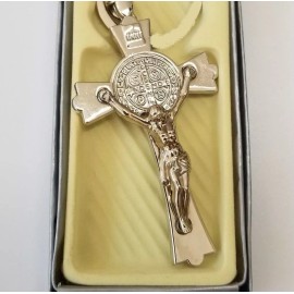 European LARGE 3" CROSS pendant 925 STERLING SILVER 4 MM ITALIAN 28" chain necklace men