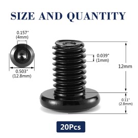 M6 x 12mm 20Pcs Flat Head Hex Socket Cap Screws Bolts, 304 Stainless Steel 18-8, Full Thread, Black Oxide by SG TZH (with Hex Spanner)