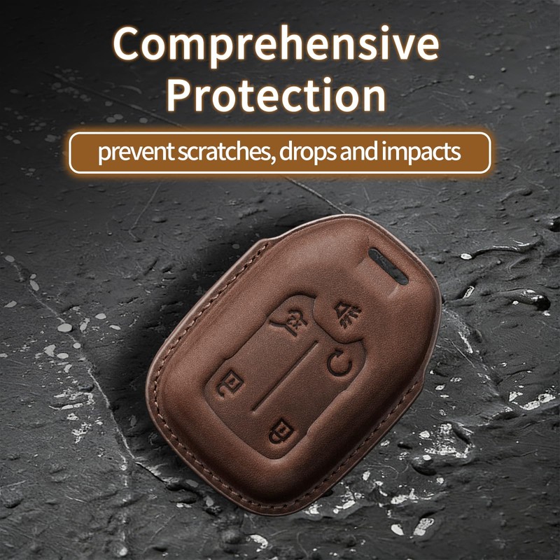 Key Fob Cover for 2019-2023 Sierra Silverado 1500 2500HD(K-Dark Brown)