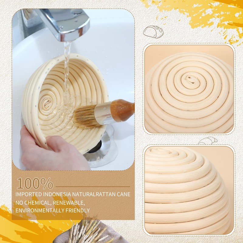 Irenare 10 Pcs Bread Banneton Proofing Basket Round Dough Sourdough