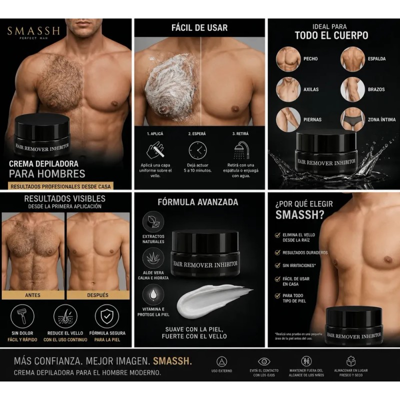 Crema Depiladora Hombre 50g Inhibe Crecimiento