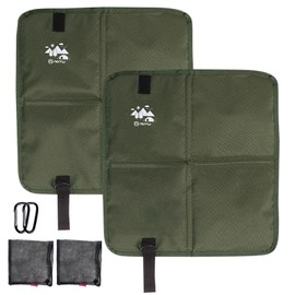 LynsaTac 2 Pack Waterproof Seat Cushion, Portable Folding Oxford Mat for Camping Hiking Fishing - Moisture Proof Picnic Pad with D Clip & Net Bag (Green, 2 PC)