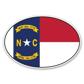 GT Graphics North Carolina State Flag Oval - 8" Vinyl Sticker - for Car Laptop I-Pad - Waterproof Decal
