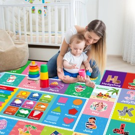 AKASISRUG Kids Rug for Playroom, ABC Alphabet, Month, Weather, Week and Shapes Educational Learning Rug, Kids Play Rug Carpet for Bedroom Classroom, Toddler Baby Mat, Playtime (78.7X59 INCH)