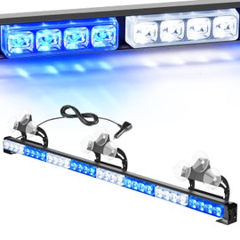 Nilight Traffic Advisor Emergency Strobe Light Bar 35Inch 32LED 21 Flash Patterns Directional Safety Warning Lights with Cigar Lighter on Trucks Police Cars Construction Vehicles