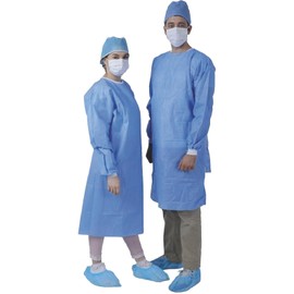 SupremePlus 10 Pack Reusable Isolation Hospital Gowns for Women & Men - Blue AAMI LVL 1 Polypropylene, Non-Surgical Disposable Gowns for Medical, Dental, Labs & Industries (Extra Large)