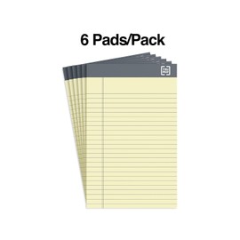 TRU RED Notepads, 5-inch x 8-inch, Narrow Ruled, Canary, 50 Sheets/Pad, 6 Pads/Pack (TR57357)