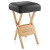 Saloniture Wood Folding Massage Stool with Carrying Case, Black