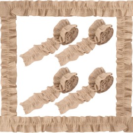CRASPIRE 8 Rolls Ruffled Burlap 2.1In Width Christmas Tree Ribbon Garland Borders Trim Ruffled Bulletin Board Border Ruffles Burlaps Rustic Farmhouse Decor Crafts for Classroom Vintage Xmas DIY