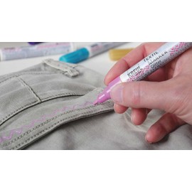 Javana Texi Mäx Glitter Fabric Paint Pen 12 Colours gold