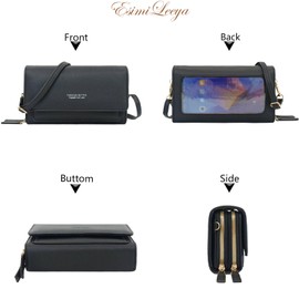 Esimileeya Black Crossbody Bags for Women - Trendy Clutch Handbag Purses with Cell Phone Wallet & Touch Screen Function
