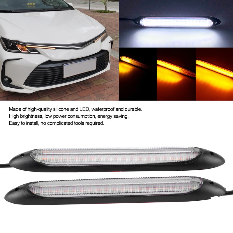 Pair of LED Daytime Running Lamp Strip Turn Signal White