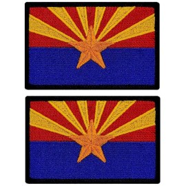 qps Arizona State Flag Embroidered Patch | 2PC  3.0 X 2.0 IRON ON OR SEW (qp503)