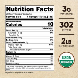 Nutricost Nutricost Organic Acacia Fiber Powder (2 LB) - USDA Certified Organic, Non-GMO, Gluten Free