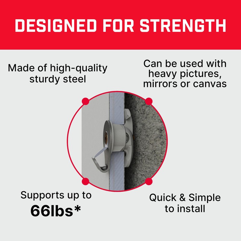 Bullfix Mirror/Picture Hanging Kit - Heavy Duty Drywall Anchors for