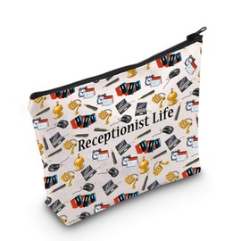 Make-up-Tasche für Empfangsliebhaber, Geschenk für Rezeptionisten, Büroangestellte, Geschenk für Kollegen, Ruhestand, inspirierendes Geschenk, Receptionist Life