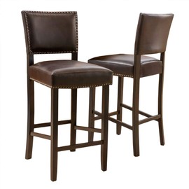 Christopher Knight Home Mayfield Bonded Leather Backed Barstools, 2-Pcs Set, Brown
